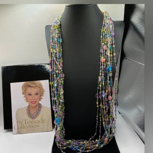 Joann Rivers Multicolor Pastel Seed Bead & Czech Glass Uranium Beaded Torsade - Picture 7 of 8